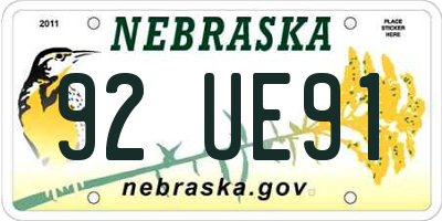 NE license plate 92UE91