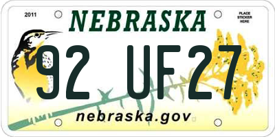 NE license plate 92UF27