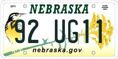 NE license plate 92UG11
