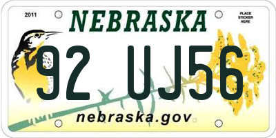 NE license plate 92UJ56