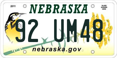 NE license plate 92UM48