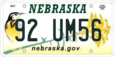 NE license plate 92UM56