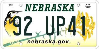 NE license plate 92UP41