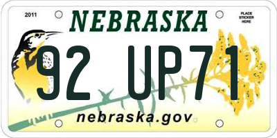 NE license plate 92UP71