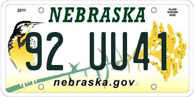 NE license plate 92UU41
