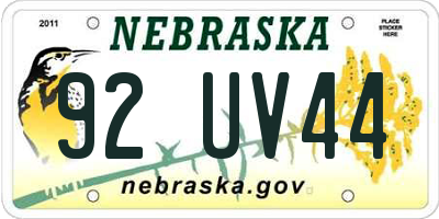 NE license plate 92UV44