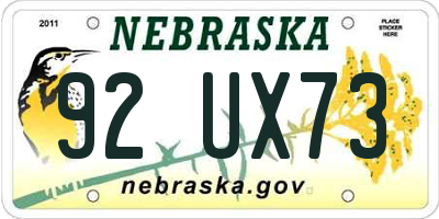 NE license plate 92UX73