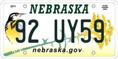 NE license plate 92UY59