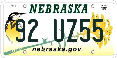 NE license plate 92UZ55
