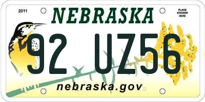 NE license plate 92UZ56
