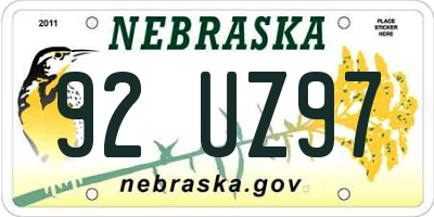 NE license plate 92UZ97