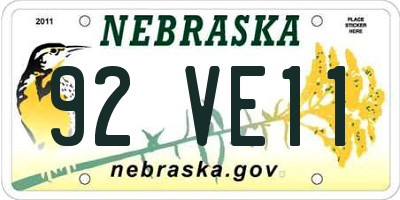 NE license plate 92VE11