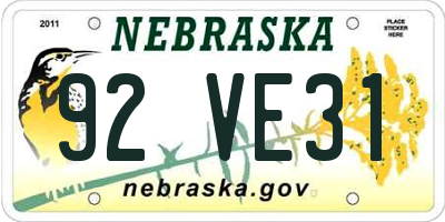 NE license plate 92VE31