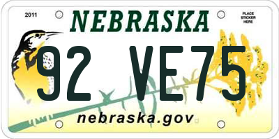 NE license plate 92VE75