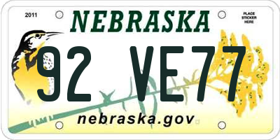NE license plate 92VE77