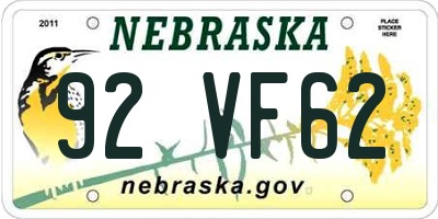 NE license plate 92VF62