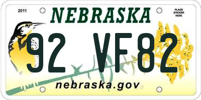 NE license plate 92VF82