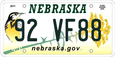 NE license plate 92VF88