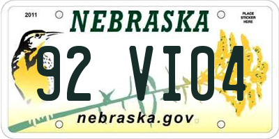 NE license plate 92VI04