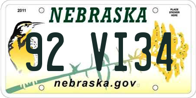 NE license plate 92VI34
