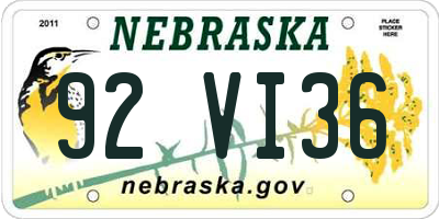 NE license plate 92VI36