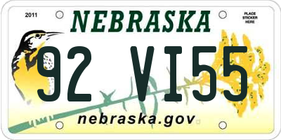 NE license plate 92VI55