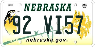 NE license plate 92VI57