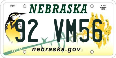 NE license plate 92VM56