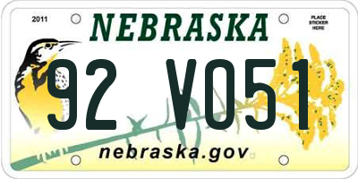 NE license plate 92VO51
