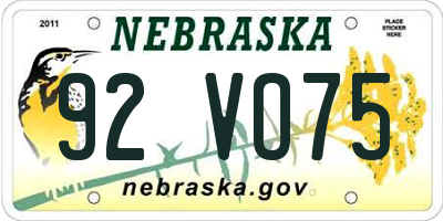 NE license plate 92VO75