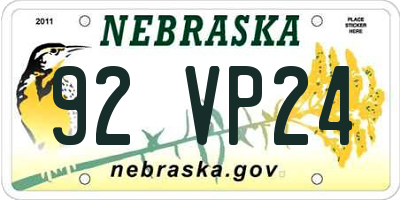 NE license plate 92VP24