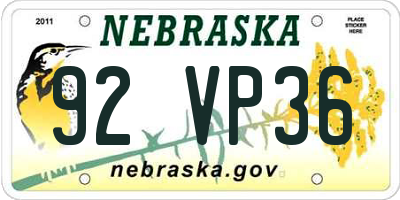 NE license plate 92VP36