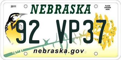NE license plate 92VP37
