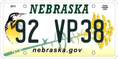 NE license plate 92VP38