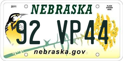 NE license plate 92VP44