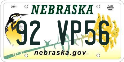NE license plate 92VP56