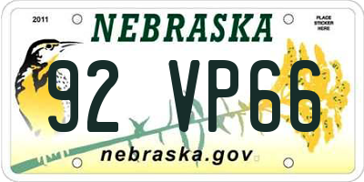 NE license plate 92VP66