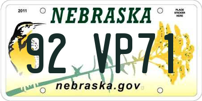 NE license plate 92VP71