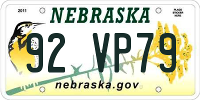 NE license plate 92VP79