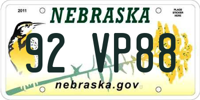 NE license plate 92VP88