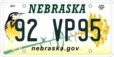 NE license plate 92VP95