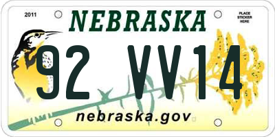 NE license plate 92VV14