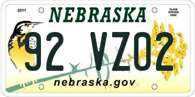 NE license plate 92VZ02