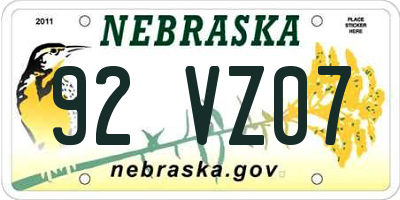 NE license plate 92VZ07