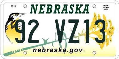 NE license plate 92VZ13