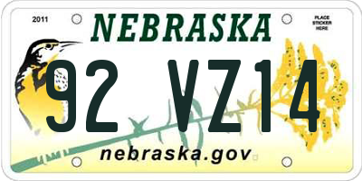 NE license plate 92VZ14