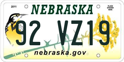 NE license plate 92VZ19