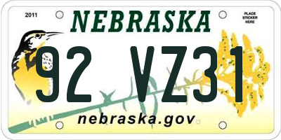 NE license plate 92VZ31