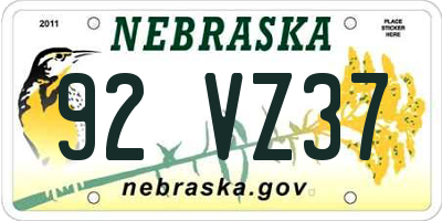 NE license plate 92VZ37