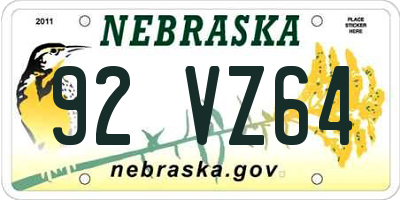 NE license plate 92VZ64